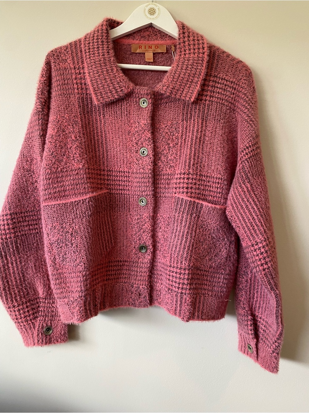 Rino& Pelle Pink Knit Button-Front Cardigan